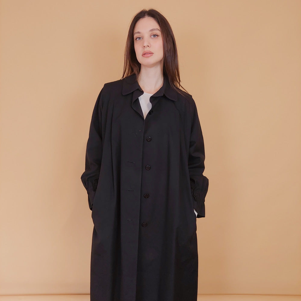 VIN-OUTW-34181 Vintage καμπαρντίνα γυναικεία μαύρη μακριά M