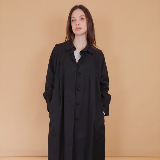 VIN-OUTW-34181 Vintage καμπαρντίνα γυναικεία μαύρη μακριά M