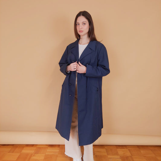 VIN-OUTW-34190 Vintage καμπαρντίνα γυναικεία σκούρο μπλε M