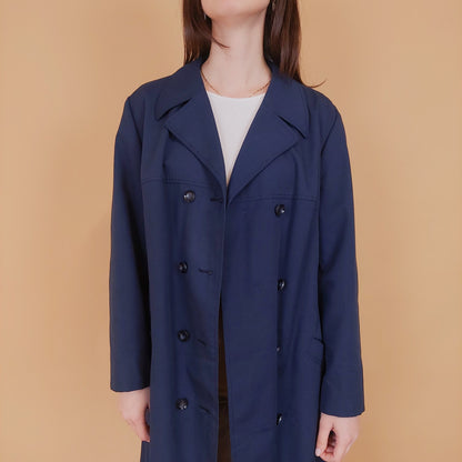 VIN-OUTW-34190 Vintage καμπαρντίνα γυναικεία σκούρο μπλε M