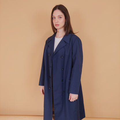 VIN-OUTW-34190 Vintage καμπαρντίνα γυναικεία σκούρο μπλε M