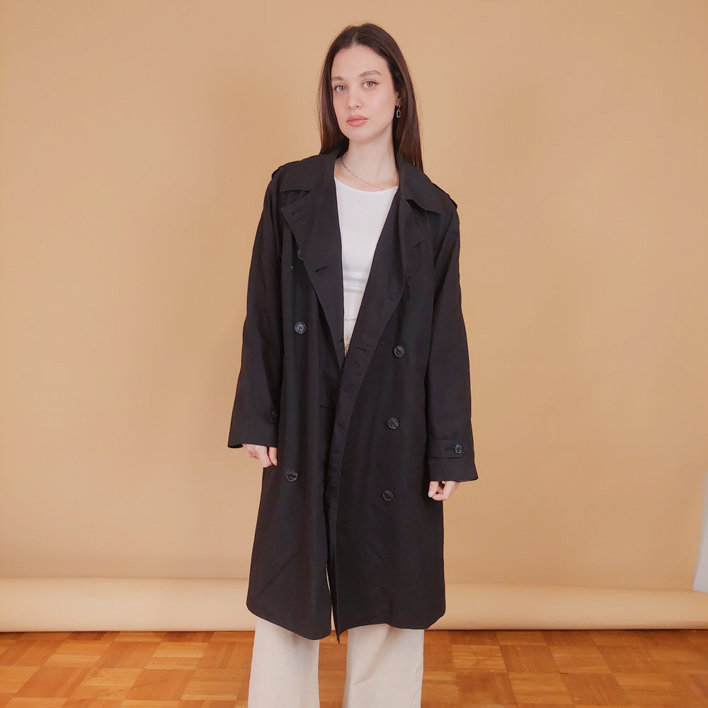 VIN-OUTW-34192 Vintage καμπαρντίνα γυναικεία μαύρη M-L