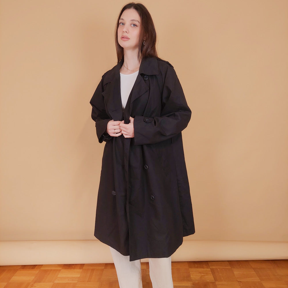 VIN-OUTW-34192 Vintage καμπαρντίνα γυναικεία μαύρη M-L