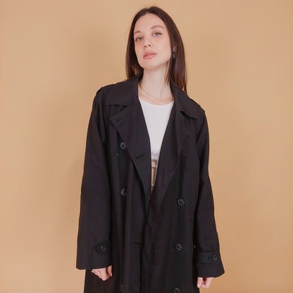 VIN-OUTW-34192 Vintage καμπαρντίνα γυναικεία μαύρη M-L