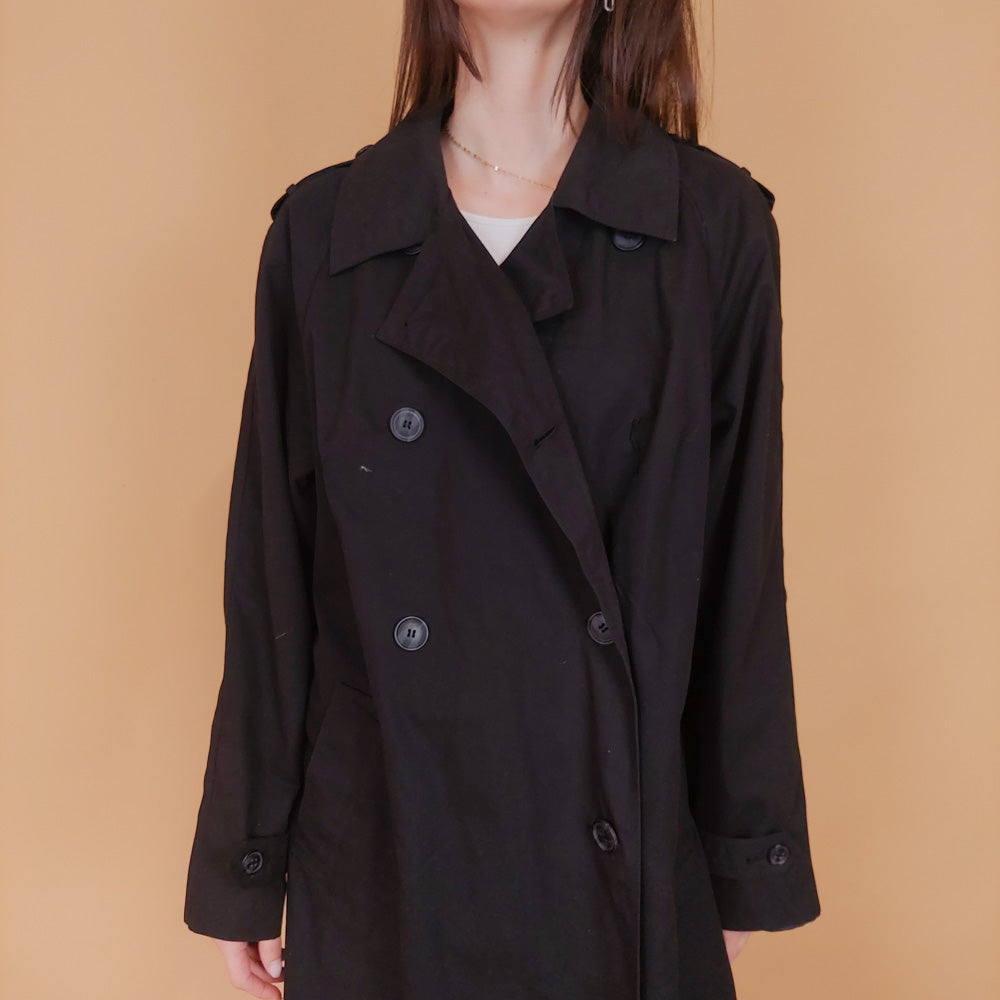 VIN-OUTW-34192 Vintage καμπαρντίνα γυναικεία μαύρη M-L