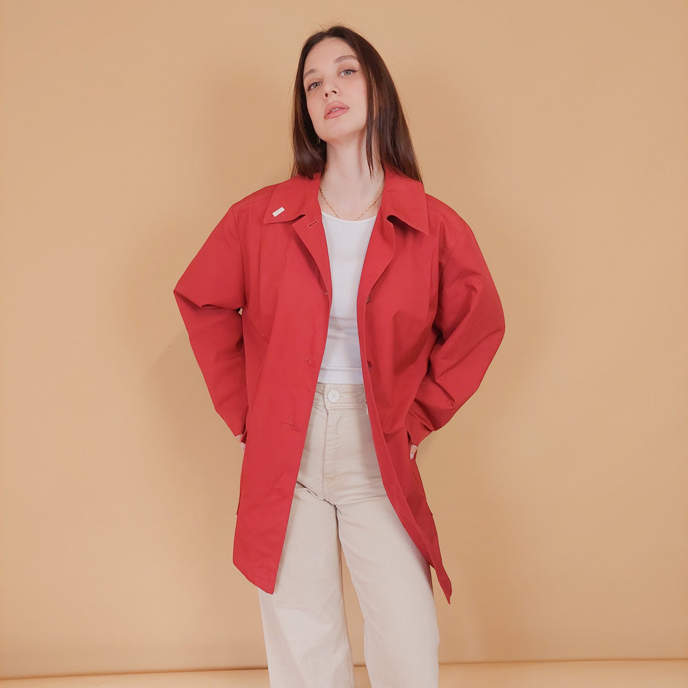 VIN-OUTW-34194 Vintage καμπαρντίνα γυναικεία κόκκινη M