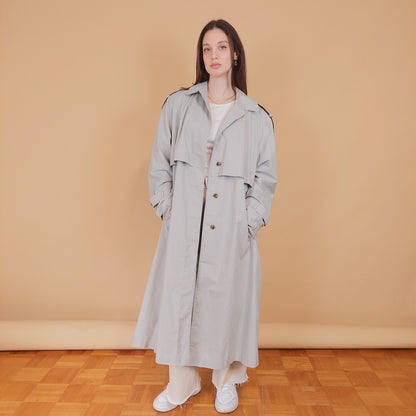 VIN-OUTW-34195 Vintage καμπαρντίνα γυναικεία μακριά γκρι L-XL