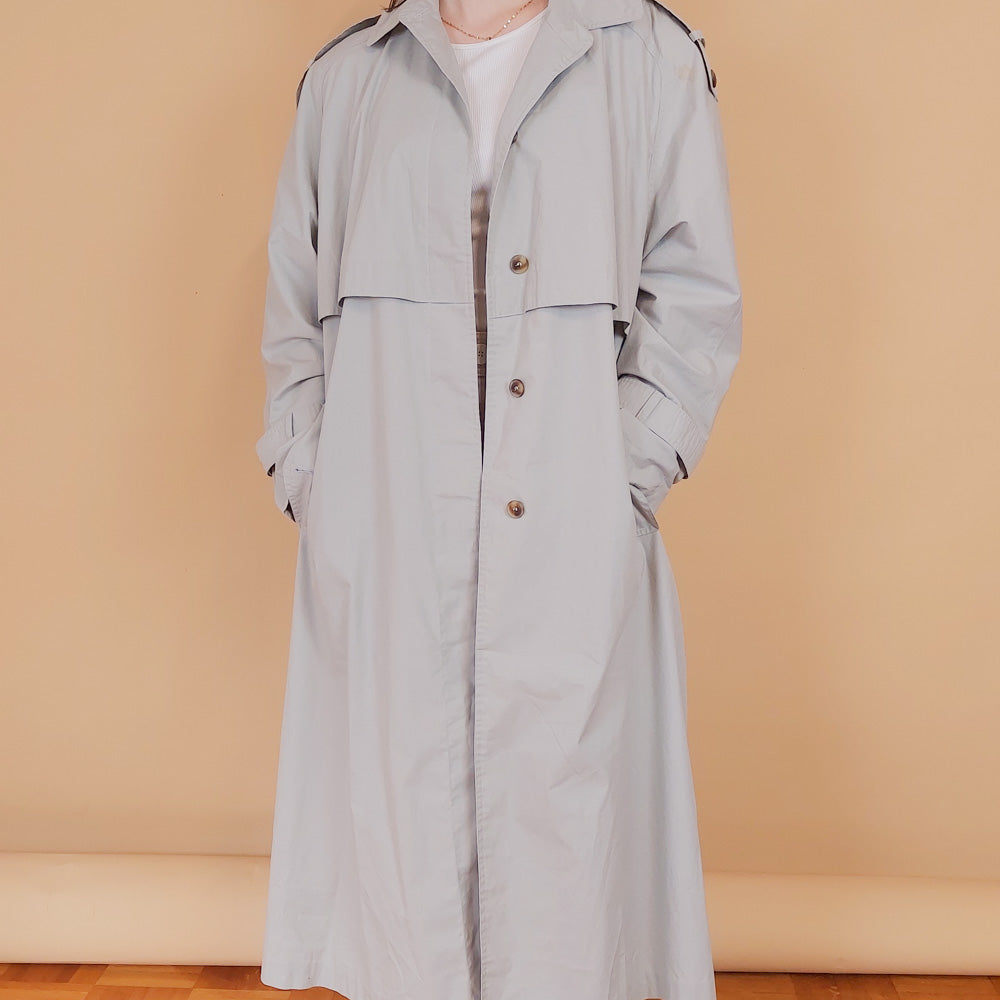 VIN-OUTW-34195 Vintage καμπαρντίνα γυναικεία μακριά γκρι L-XL