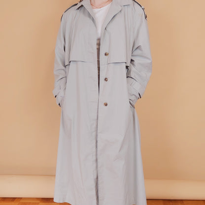 VIN-OUTW-34195 Vintage καμπαρντίνα γυναικεία μακριά γκρι L-XL