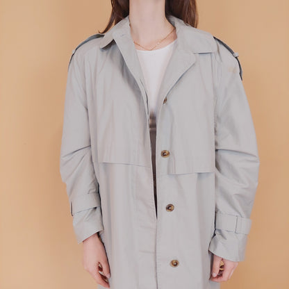 VIN-OUTW-34195 Vintage καμπαρντίνα γυναικεία μακριά γκρι L-XL