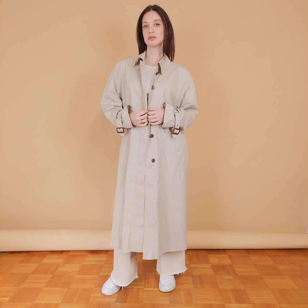 VIN-OUTW-34196 Vintage καμπαρντίνα γυναικεία μπεζ M-L