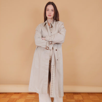 VIN-OUTW-34196 Vintage καμπαρντίνα γυναικεία μπεζ M-L