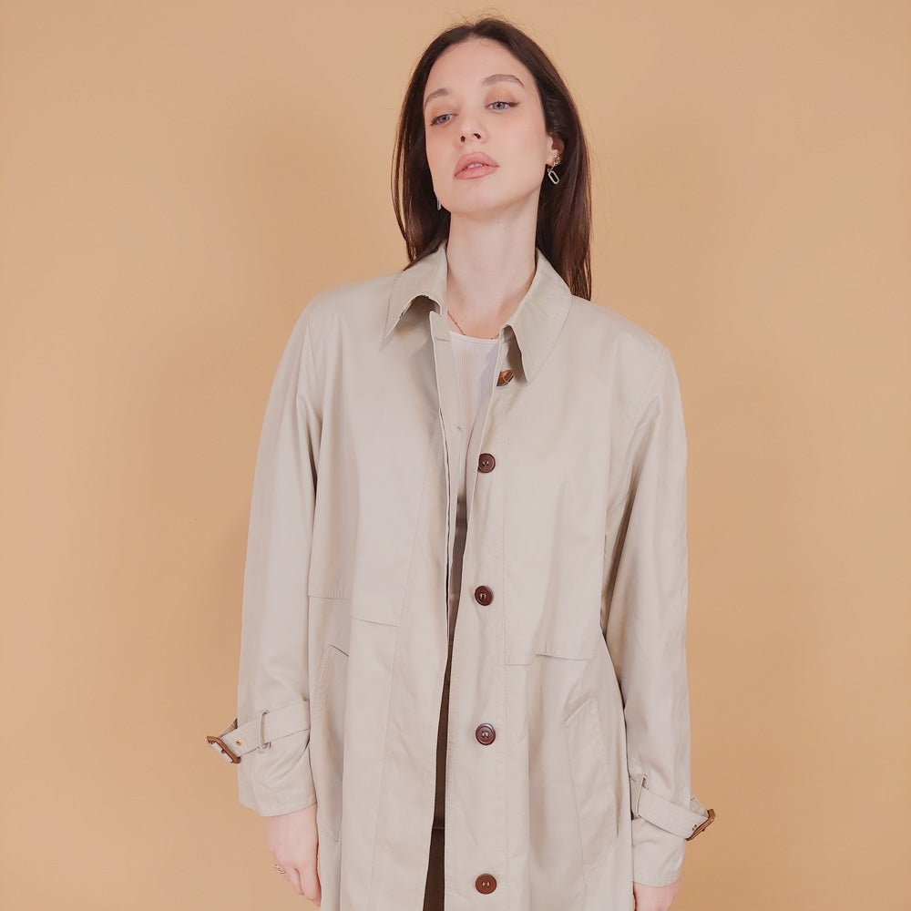 VIN-OUTW-34196 Vintage καμπαρντίνα γυναικεία μπεζ M-L