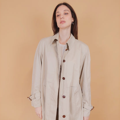 VIN-OUTW-34196 Vintage καμπαρντίνα γυναικεία μπεζ M-L