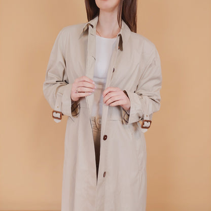 VIN-OUTW-34196 Vintage καμπαρντίνα γυναικεία μπεζ M-L