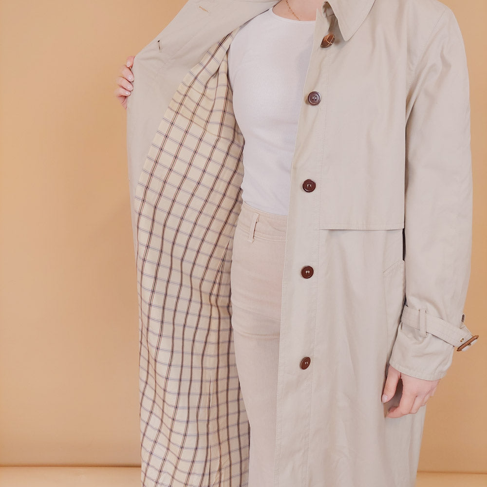 VIN-OUTW-34196 Vintage καμπαρντίνα γυναικεία μπεζ M-L