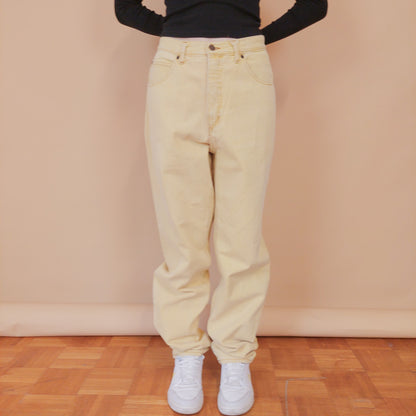 VIN-TR-32486 Vintage denim παντελόνι κίτρινο M-L