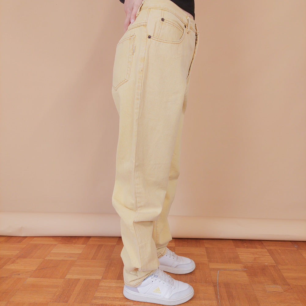 VIN-TR-32486 Vintage denim παντελόνι κίτρινο M-L