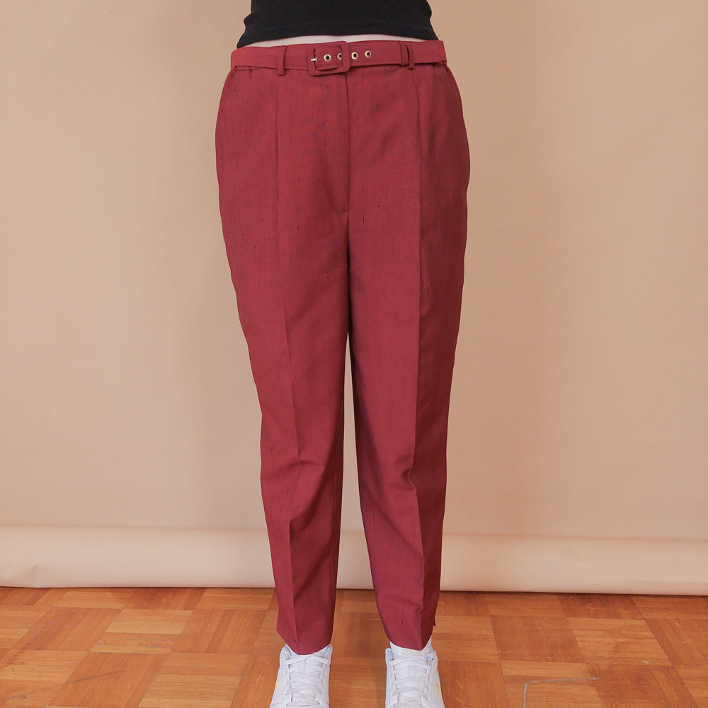 VIN-TR-32485 Vintage ψηλόμεσο παντελόνι μπορντό M-L