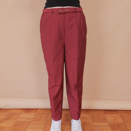 VIN-TR-32485 Vintage ψηλόμεσο παντελόνι μπορντό M-L