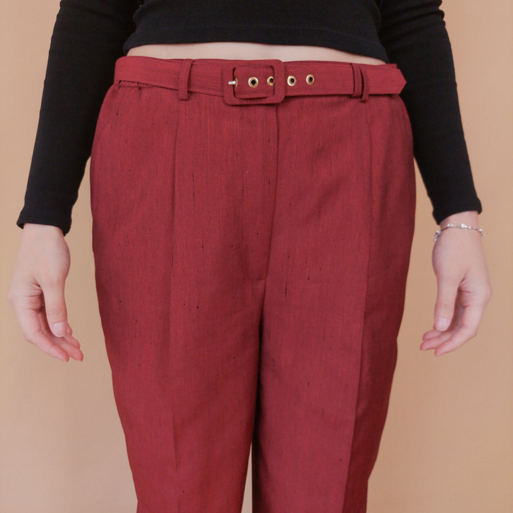 VIN-TR-32485 Vintage ψηλόμεσο παντελόνι μπορντό M