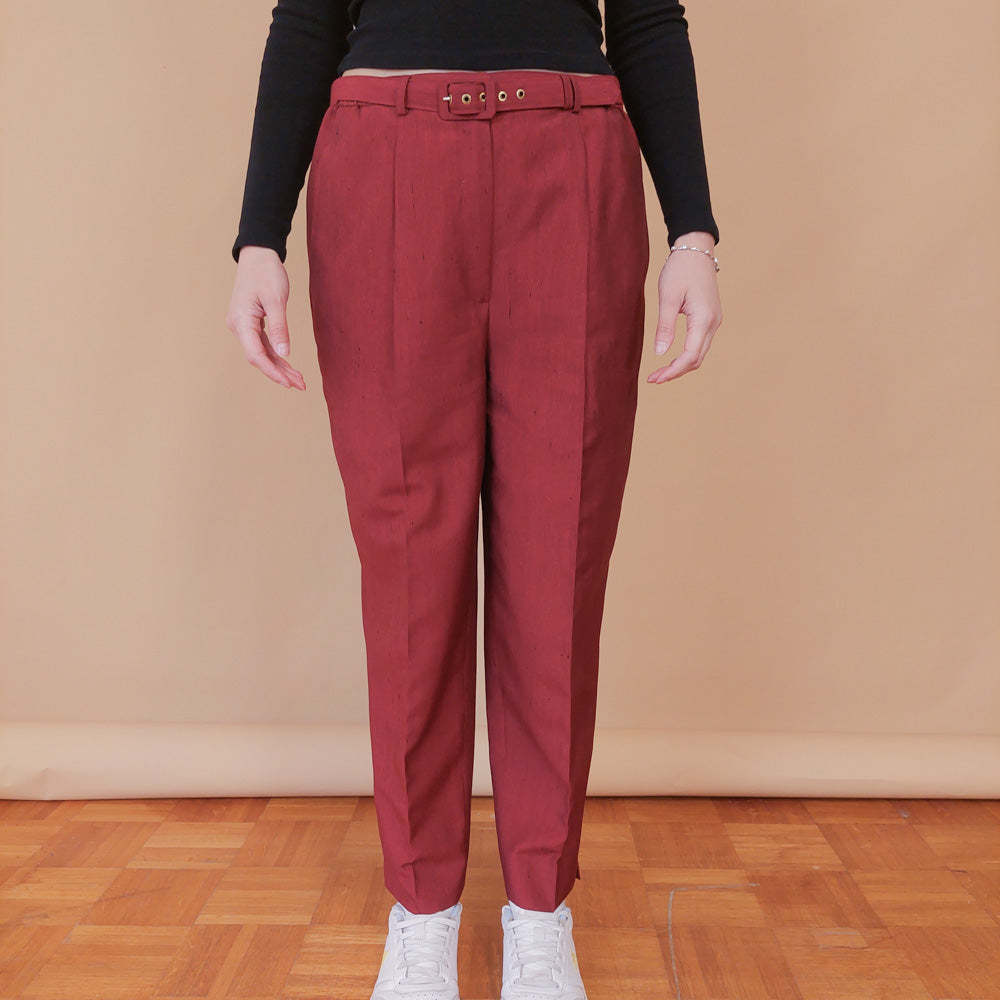 VIN-TR-32485 Vintage ψηλόμεσο παντελόνι μπορντό M