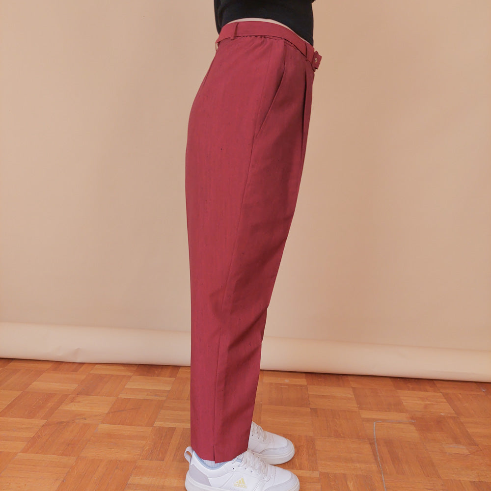 VIN-TR-32485 Vintage ψηλόμεσο παντελόνι μπορντό M