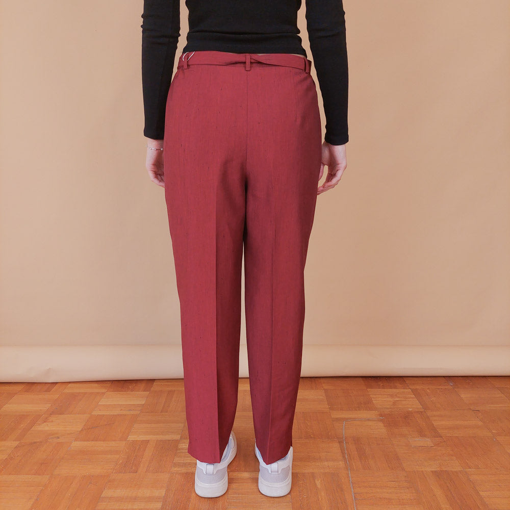 VIN-TR-32485 Vintage ψηλόμεσο παντελόνι μπορντό M