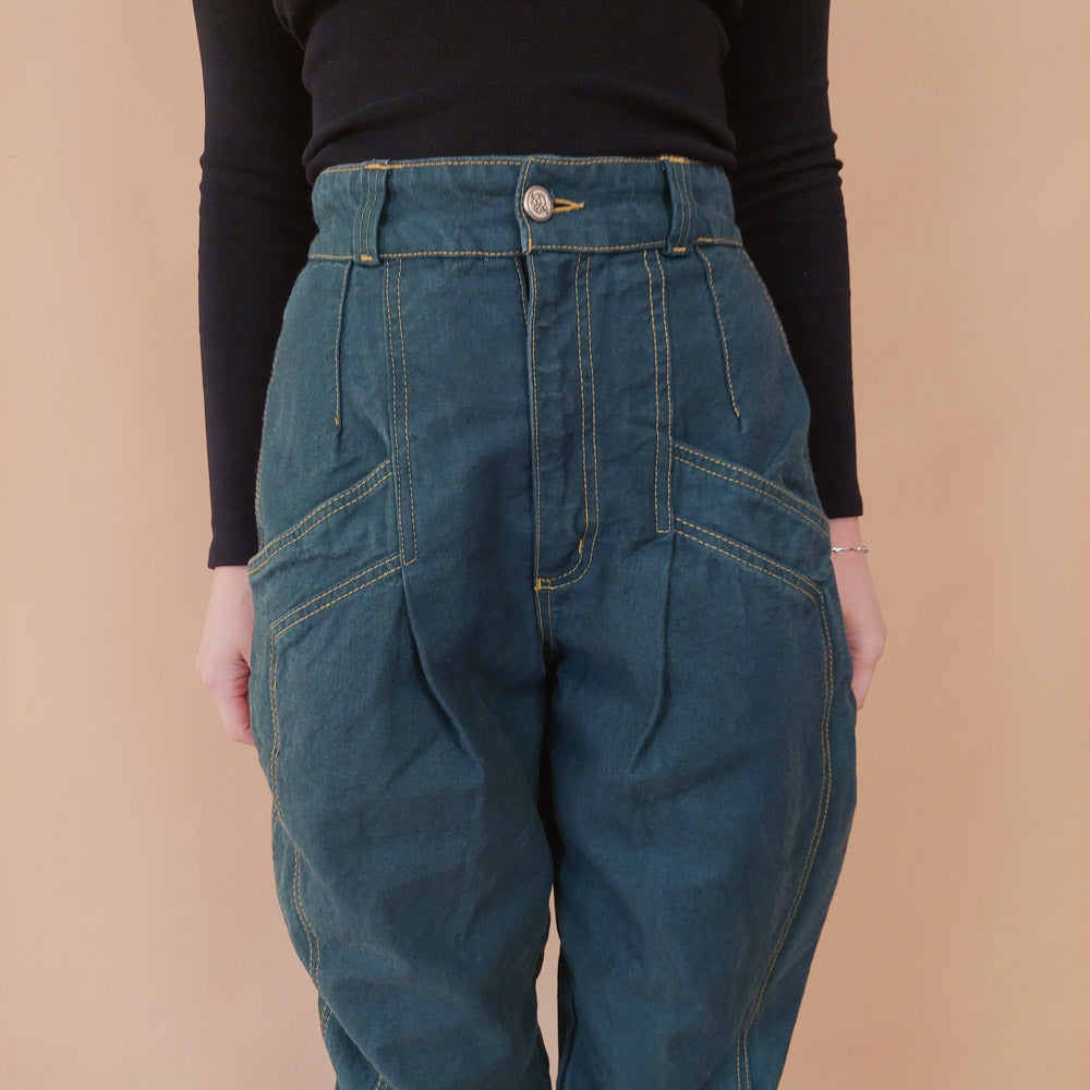 VIN-TR-32484 Vintage denim παντελόνι πράσινο S