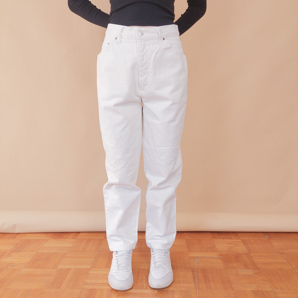 VIN-TR-32483 Vintage denim ψηλόμεσο παντελόνι λευκό L