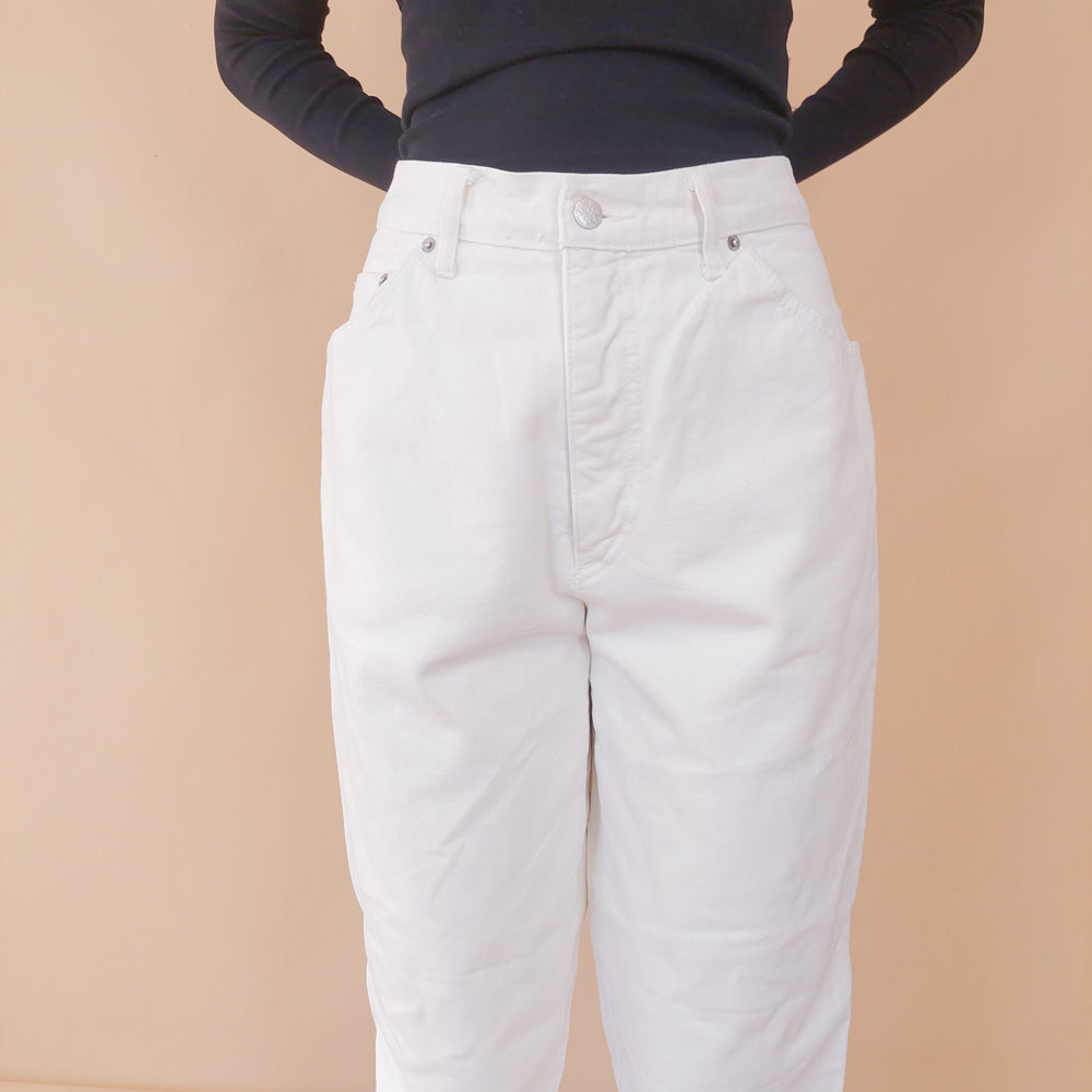 VIN-TR-32483 Vintage denim ψηλόμεσο παντελόνι λευκό L