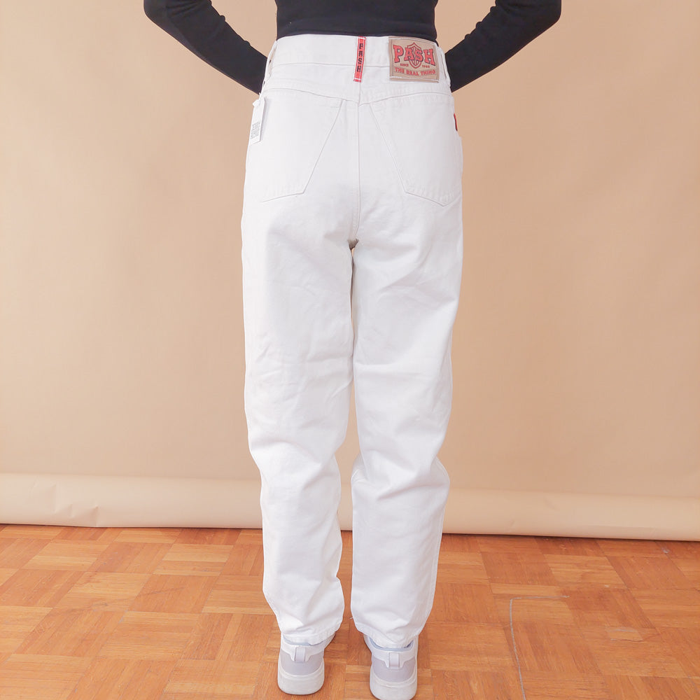 VIN-TR-32483 Vintage denim ψηλόμεσο παντελόνι λευκό L