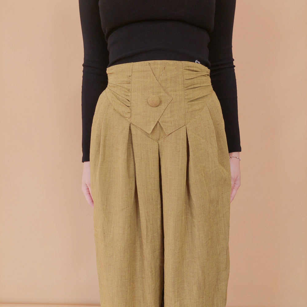 VIN-TR-32480 Vintage παντελόνι με πιέτες ψηλόμεσο S