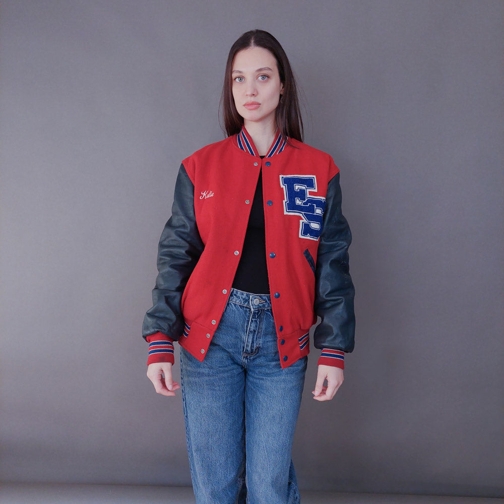 VIN-OUTW-33592 Vintage varsity letterman jacket unisex S