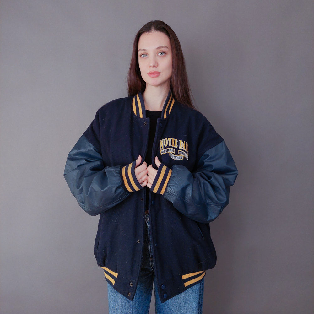 VIN-OUTW-33588 Vintage varsity college jacket unisex Fightin' Irish ΧL
