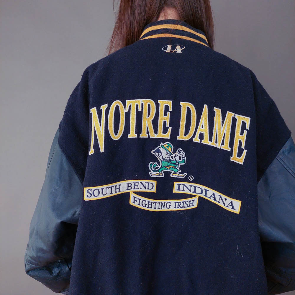 VIN-OUTW-33588 Vintage varsity college jacket unisex Fightin' Irish ΧL