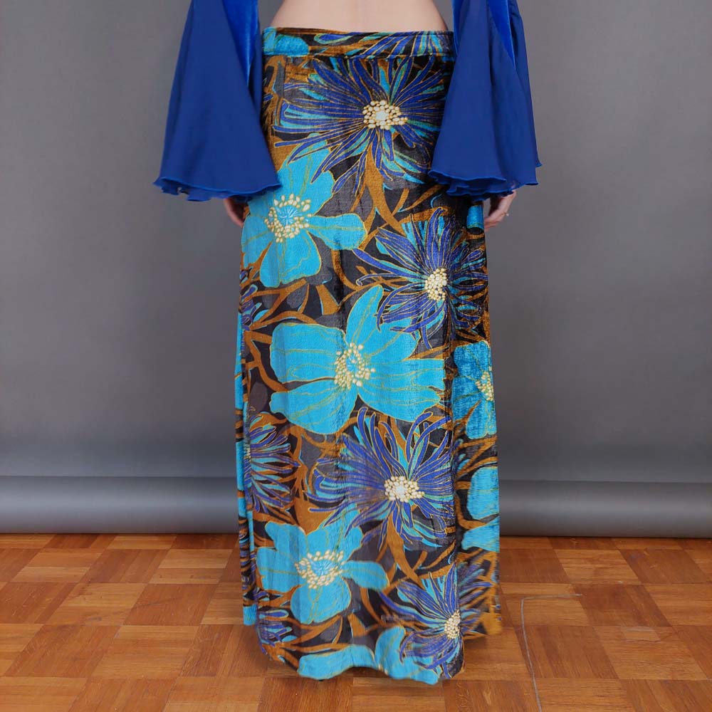 VIN-SKI-33277 Vintage βελουτέ φούστα εμπριμέ M