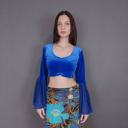 VIN-BLO-33279 Vintage τοπ βελουτέ M-L