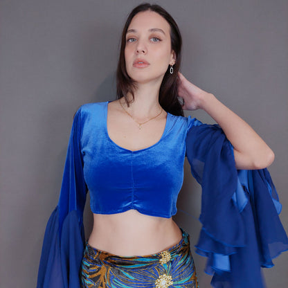 VIN-BLO-33279 Vintage τοπ βελουτέ M-L