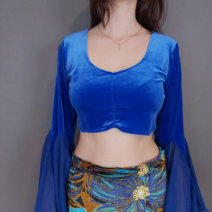 VIN-BLO-33279 Vintage τοπ βελουτέ M-L