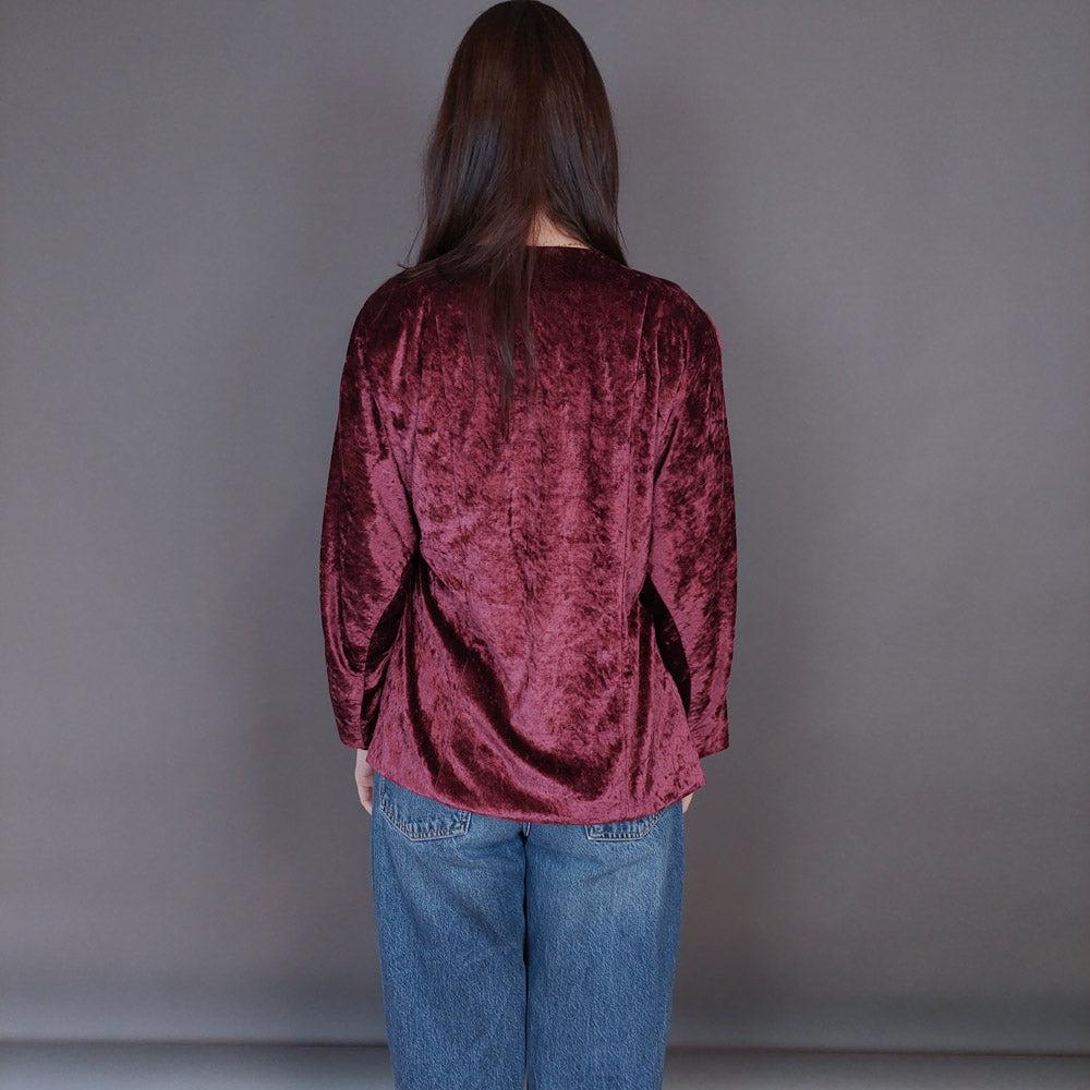 VIN-BLO-33269 Vintage τοπ βελουτέ μπορντό L