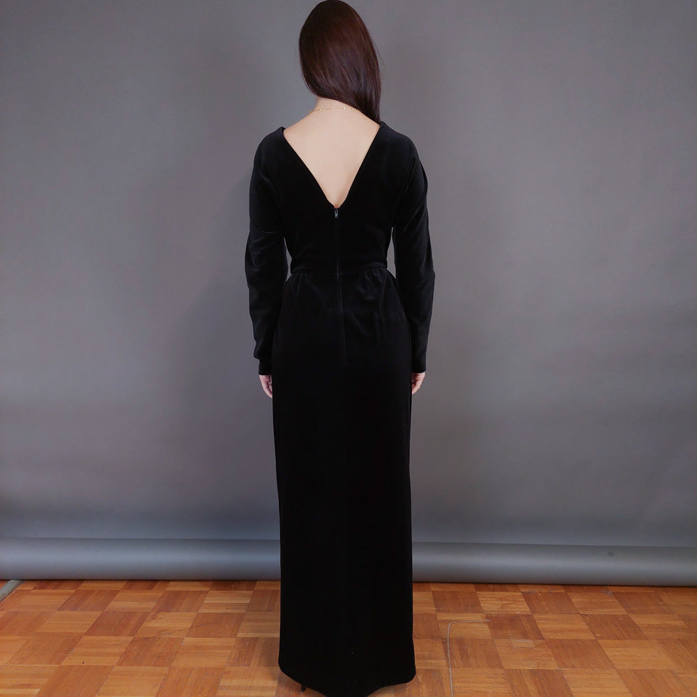 VIN-DR-33291 Vintage φόρεμα βελουτέ μαύρο S