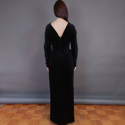 VIN-DR-33291 Vintage φόρεμα βελουτέ μαύρο S
