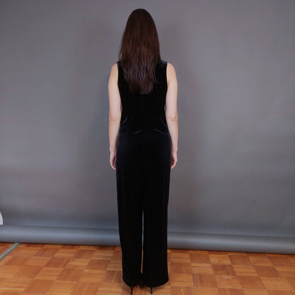 VIN-DR-33292 Vintage ολόσωμη φόρμα βελουτέ μαύρη S-M