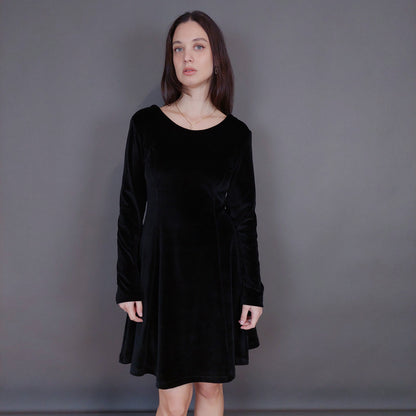 VIN-DR-33293 Vintage φόρεμα βελουτέ μαύρο M-L