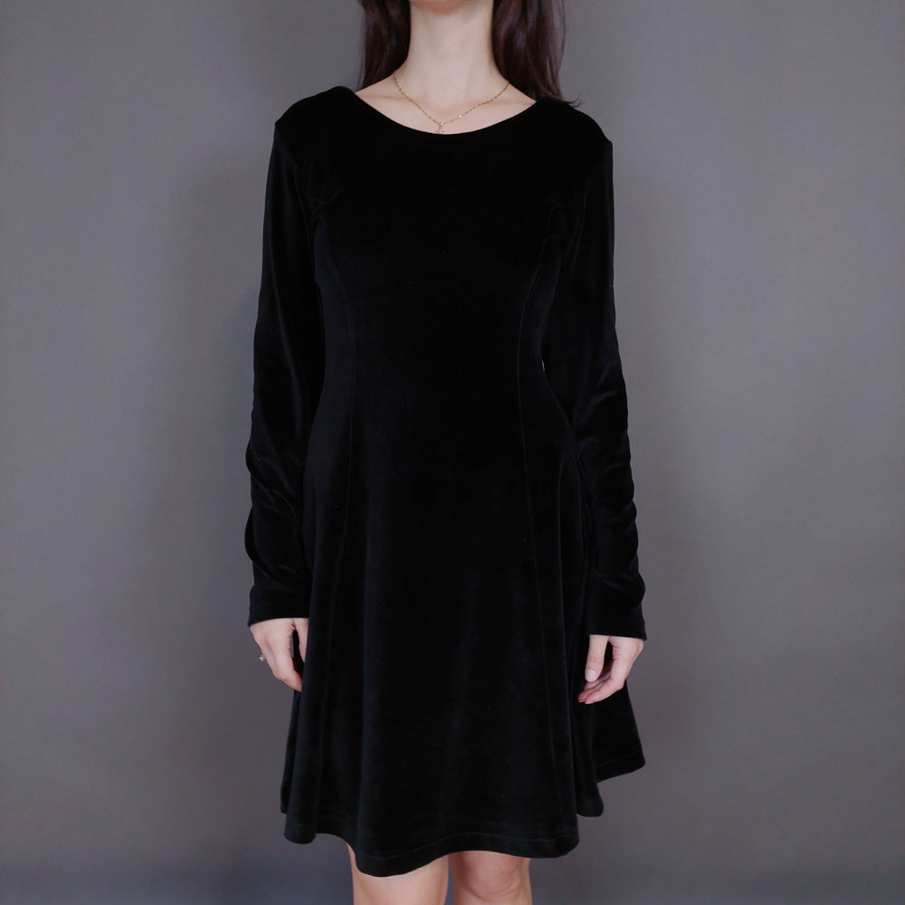 VIN-DR-33293 Vintage φόρεμα βελουτέ μαύρο M-L