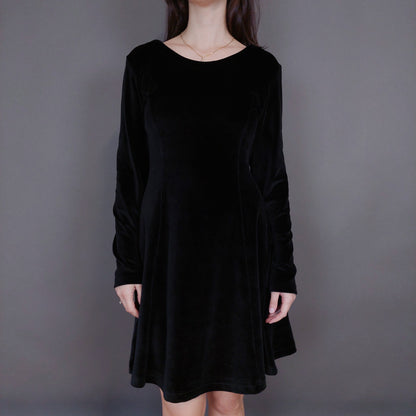 VIN-DR-33293 Vintage φόρεμα βελουτέ μαύρο M-L