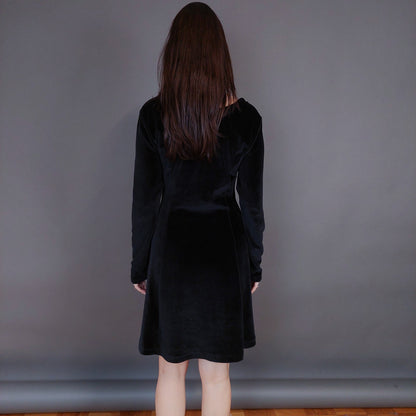 VIN-DR-33293 Vintage φόρεμα βελουτέ μαύρο M-L