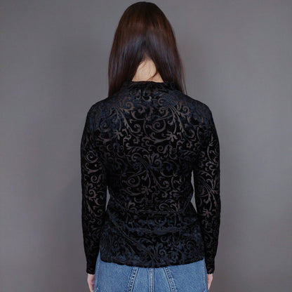 VIN-BLO-33280 Vintage τοπ ημιδιαφανές βελουτέ S-M