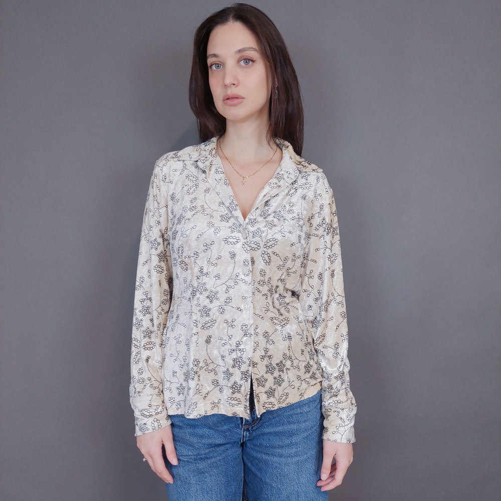 VIN-BLO-33282 Vintage τοπ βελουτέ S-M